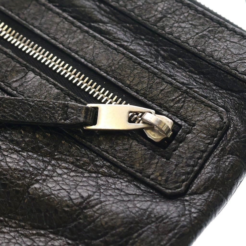 BALENCIAGA(バレンシアガ) ラウンドファスナー レザー クラッチバッグ ブラック 723023