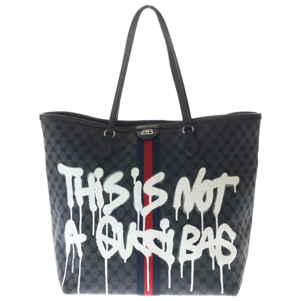 BALENCIAGA(バレンシアガ) ×GUCCI The Hacker Project Large Tote Bag グッチ ハッカープロジェクト キャンバス トートバッグ ブラック 680127