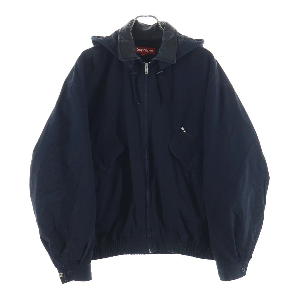 SUPREME(シュプリーム) 24AW Leather Collar Utility Jacket レザーカラー ロゴ刺繍 ユーティリティジャケット ブラック