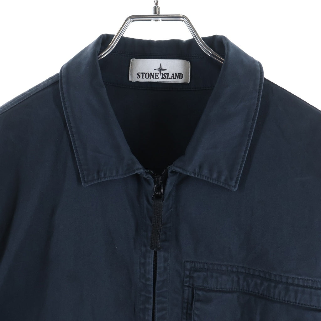 STONE ISLAND(ストーンアイランド) TRETCH ORGANIC COTTON JACKET ロゴワッペン付き ジップアップ オーガニックコットンジャケット ネイビー L1S151200015 S0012
