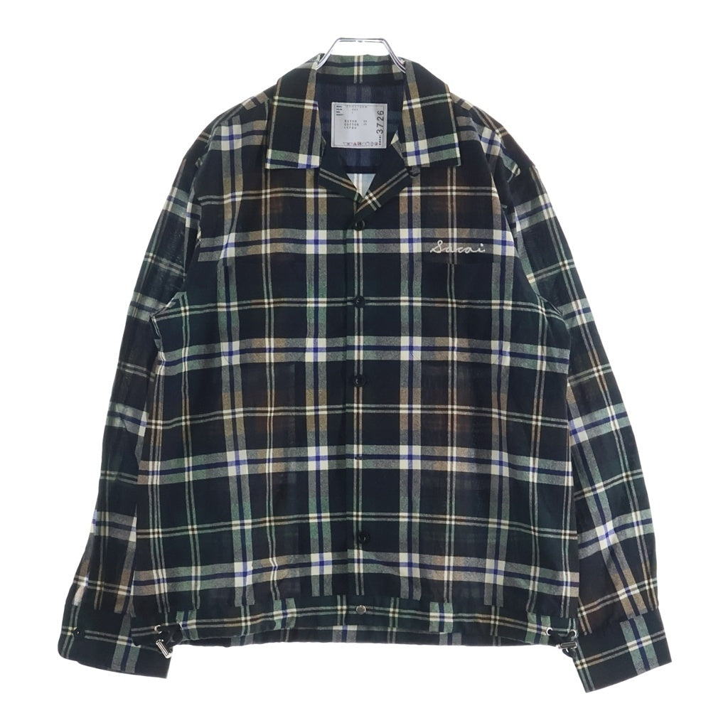 Sacai(サカイ) 25SS Plaid Print Shirt フロントポケット フランネル長袖シャツ グリーン 25-03726M