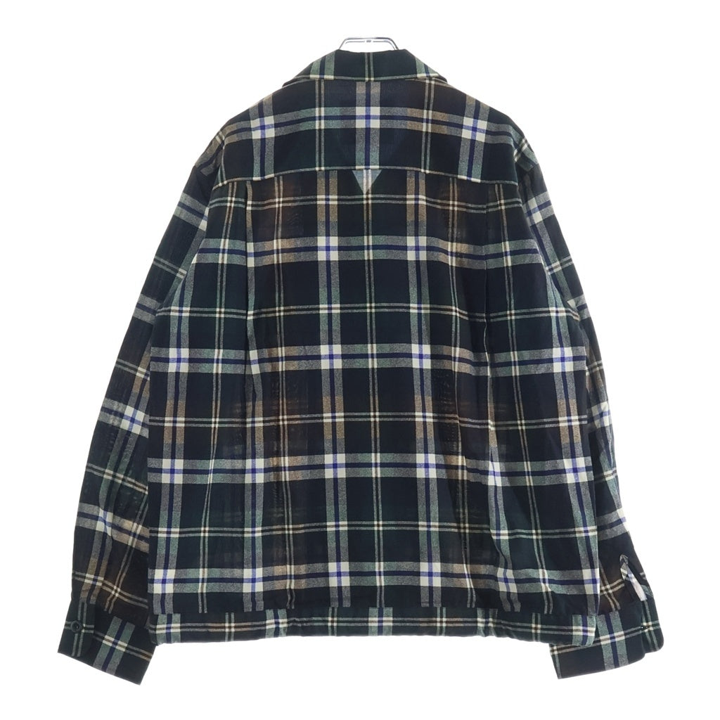 Sacai(サカイ) 25SS Plaid Print Shirt フロントポケット フランネル長袖シャツ グリーン 25-03726M