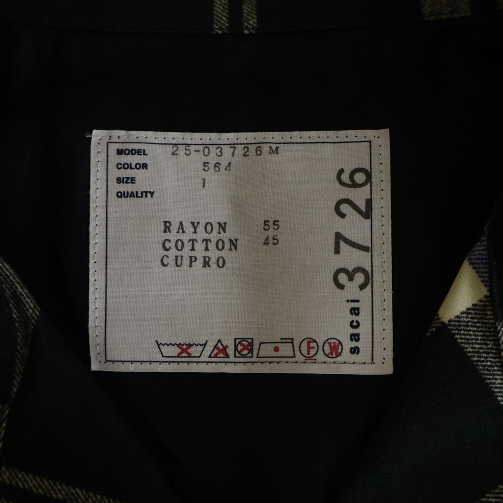Sacai(サカイ) 25SS Plaid Print Shirt フロントポケット フランネル長袖シャツ グリーン 25-03726M