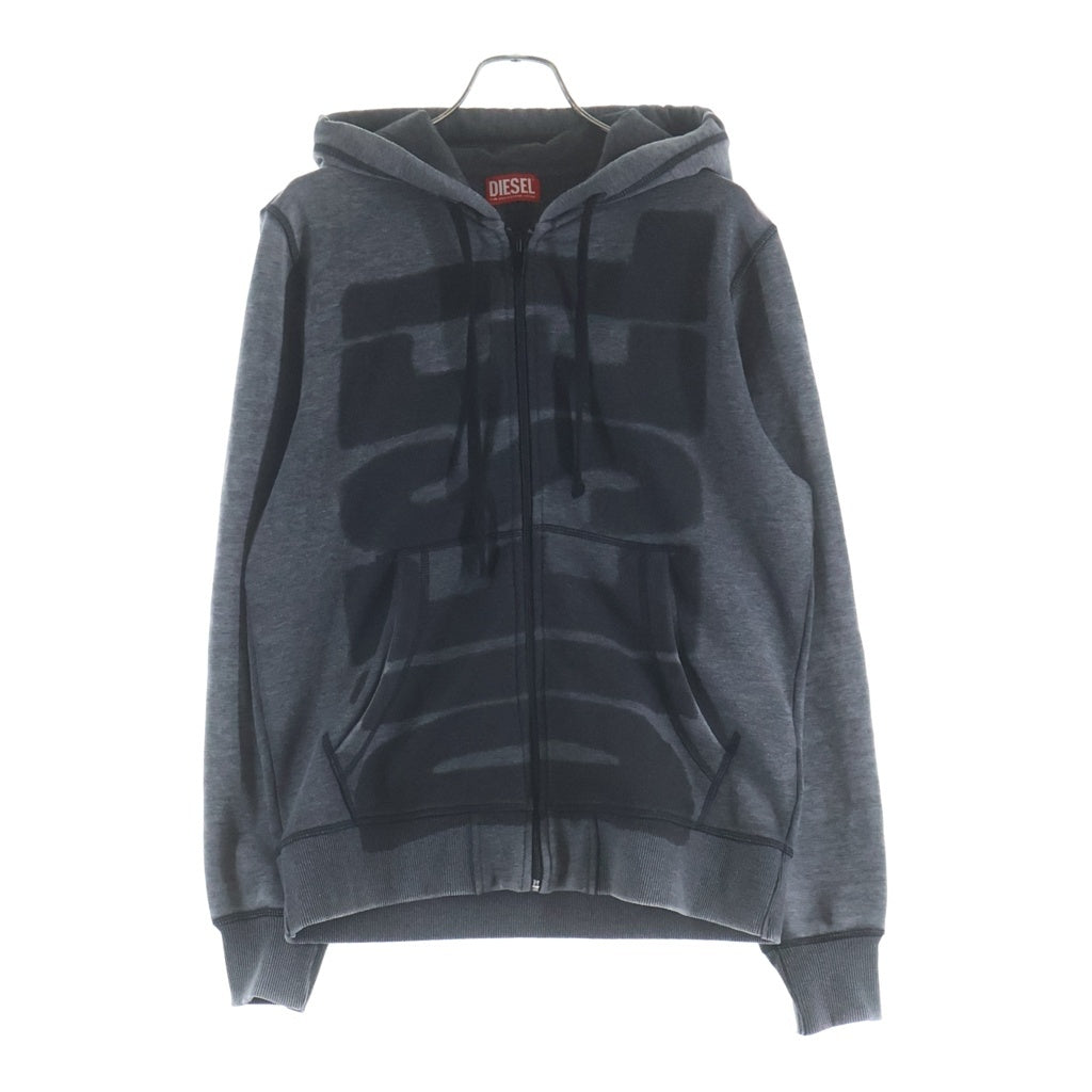 DIESEL(ディーゼル) S-GINN-HOOD-ZIP-L1 フロントロゴプリント フーディー ジップアップ スウェットパーカー グレー A10434