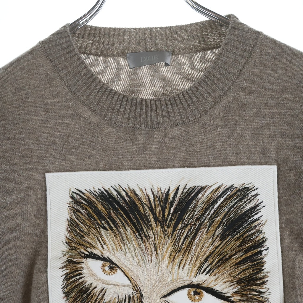 DIOR(ディオール) 19AW ×Raymond Pettibon レイモンド・ペディボン フロント刺繍 カシミヤニット ブラウン 943M654AT929