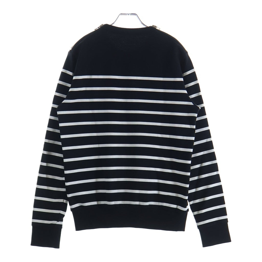 BALMAIN(バルマン) Striped Zip Sweatshirt フロントロゴ ボーダー ジップアップ スウェット ブラック/ホワイト W8H6252I276B