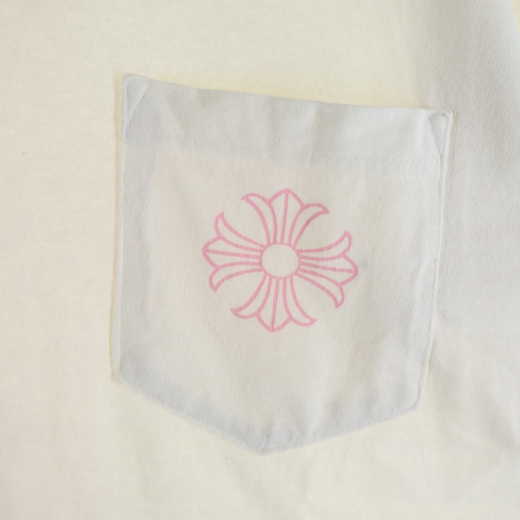 CHROME HEARTS(クロムハーツ) OLD CH PLS CROSS TEE オールド バックCHプラス クロスプリント 半袖Tシャツ カットソー ホワイト/ピンク