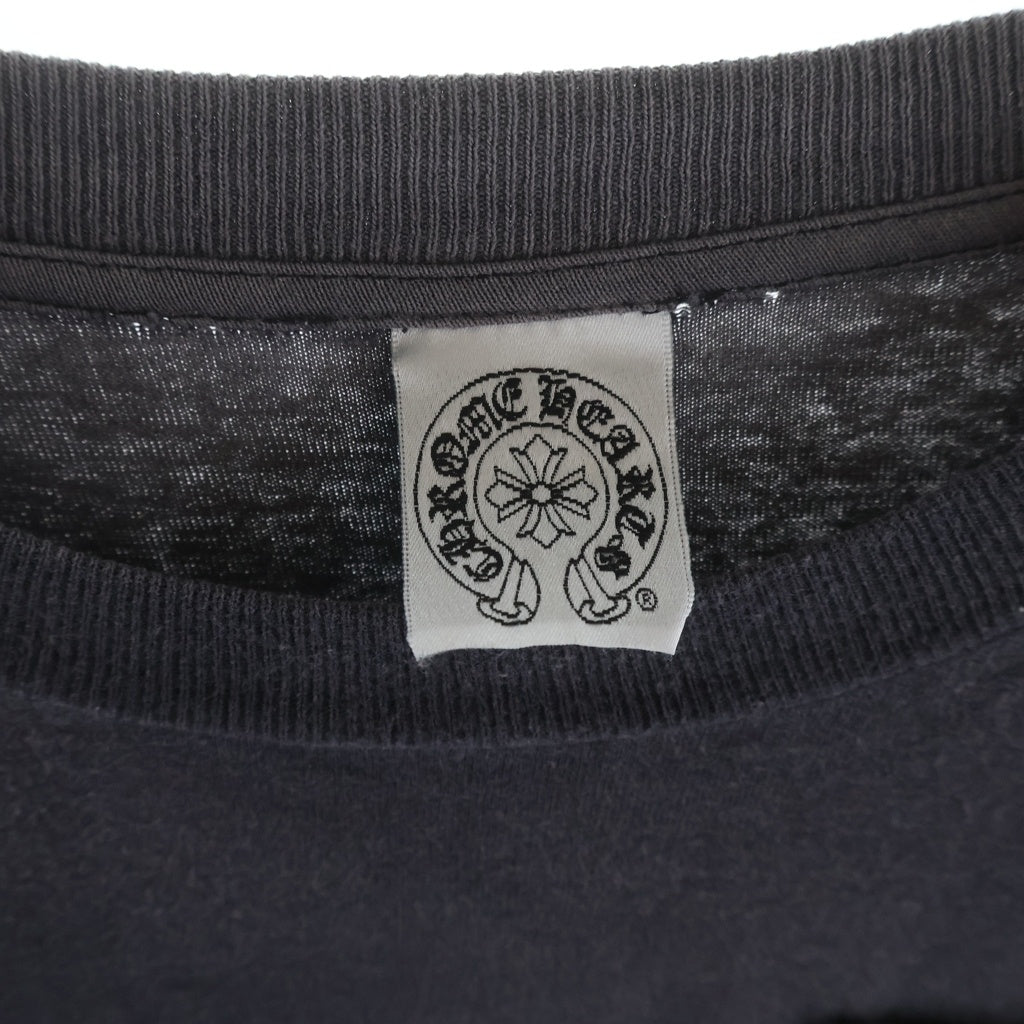 CHROME HEARTS(クロムハーツ) OLD CH L S 1 スクロールラベルプリント クルーネック 長袖Tシャツ カットソー ブラック