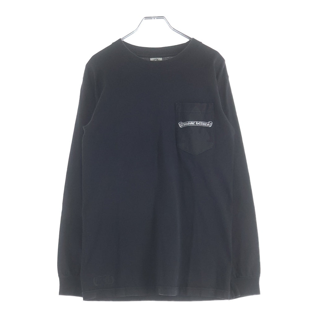 CHROME HEARTS(クロムハーツ) OLD FLEURKNEE CH PLS L/S TEE オールド フレアニープリント アームCHプラス 長袖Tシャツ カットソー ブラック