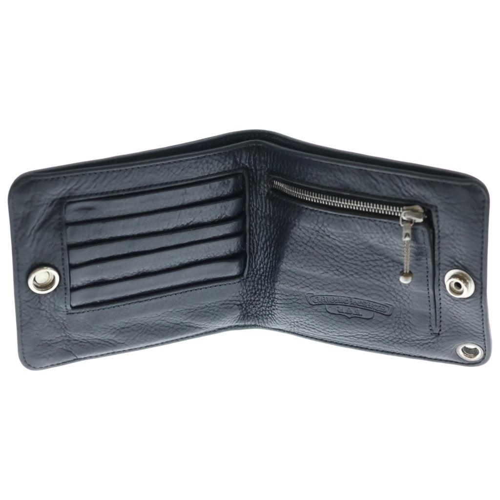 CHROME HEARTS(クロムハーツ) 1SNAP 1スナップ クロス ボールボタン レザーウォレット 財布 ブラック