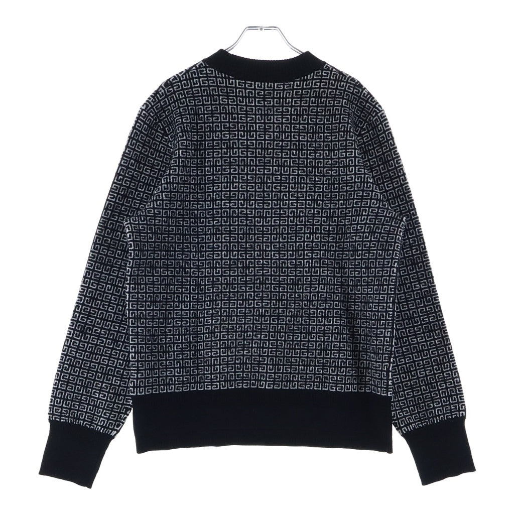 GIVENCHY(ジバンシィ) 4G Allover Crewneck Sweater オールオーバー クルーネック 長袖ニット セーター ブラック/ホワイト BM90H84Y9F