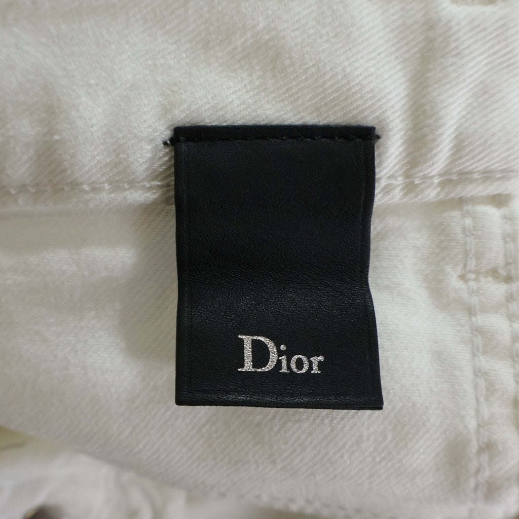 DIOR(ディオール) デストロイ加工 ボタンフライ スキニーデニムパンツ ホワイト 633D038T027X