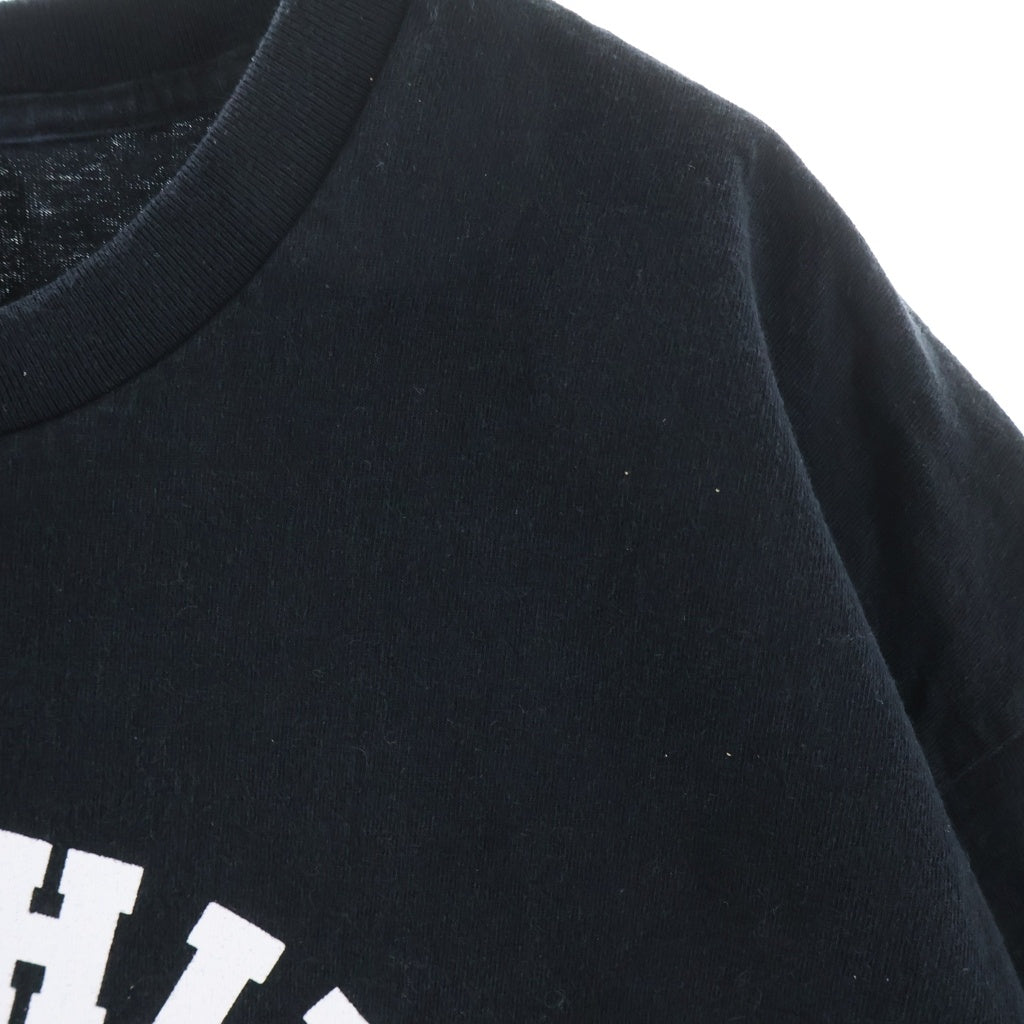 A BATHING APE(アベイシングエイプ) チェック柄ロゴプリント クルーネック 半袖Tシャツ カットソー ブラック 001TEH301047X