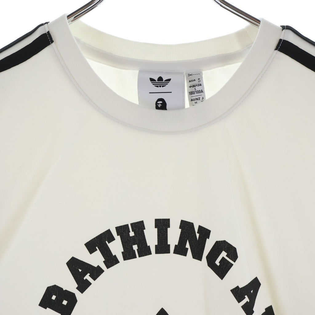 adidas(アディダス) ×A BATHING APE LOGO TEE アベイシングエイプ ロゴプリント クルーネック 半袖Tシャツ カットソー ホワイト JN7120