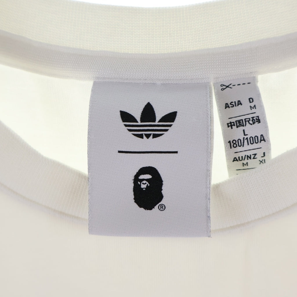 adidas(アディダス) ×A BATHING APE LOGO TEE アベイシングエイプ ロゴプリント クルーネック 半袖Tシャツ カットソー ホワイト JN7120