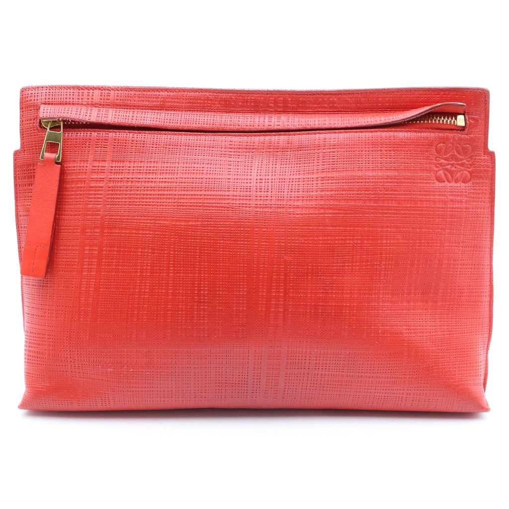 LOEWE(ロエベ) Tポーチ レザークラッチバック ハンドバッグ レッド レディース