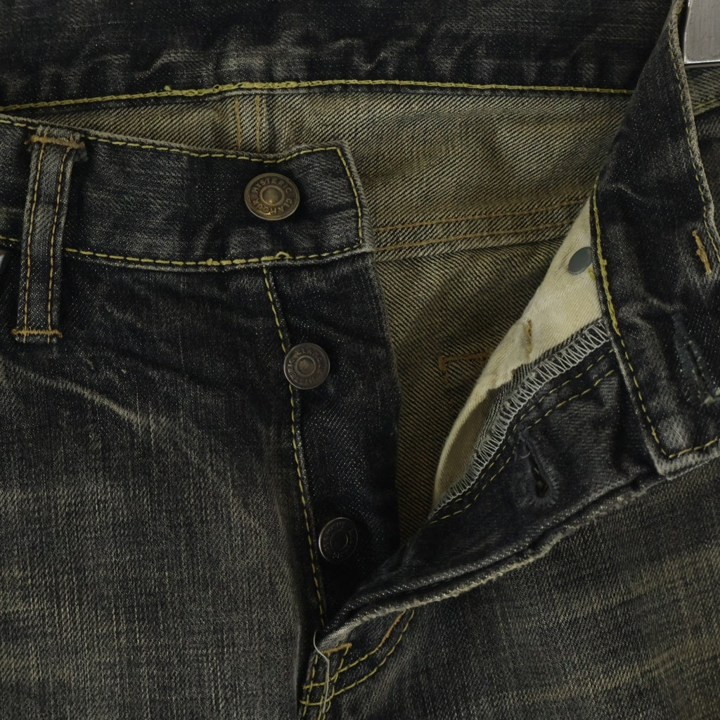 HYSTERIC GLAMOUR(ヒステリックグラマー) 00S NOBU SLIM ノブスリム ヴィンテージ加工 スタッズ デニムパンツ ブラック 4AP-2343