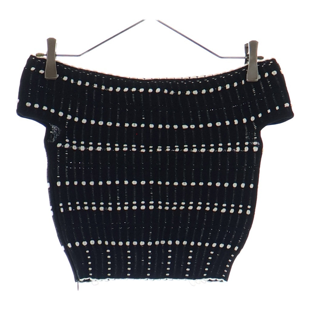 Alexander McQueen(アレキサンダーマックイーン) Off Shoulder Knit オフショルダー ニット トップス レディース ブラック/ホワイト 758551 Q1A6P