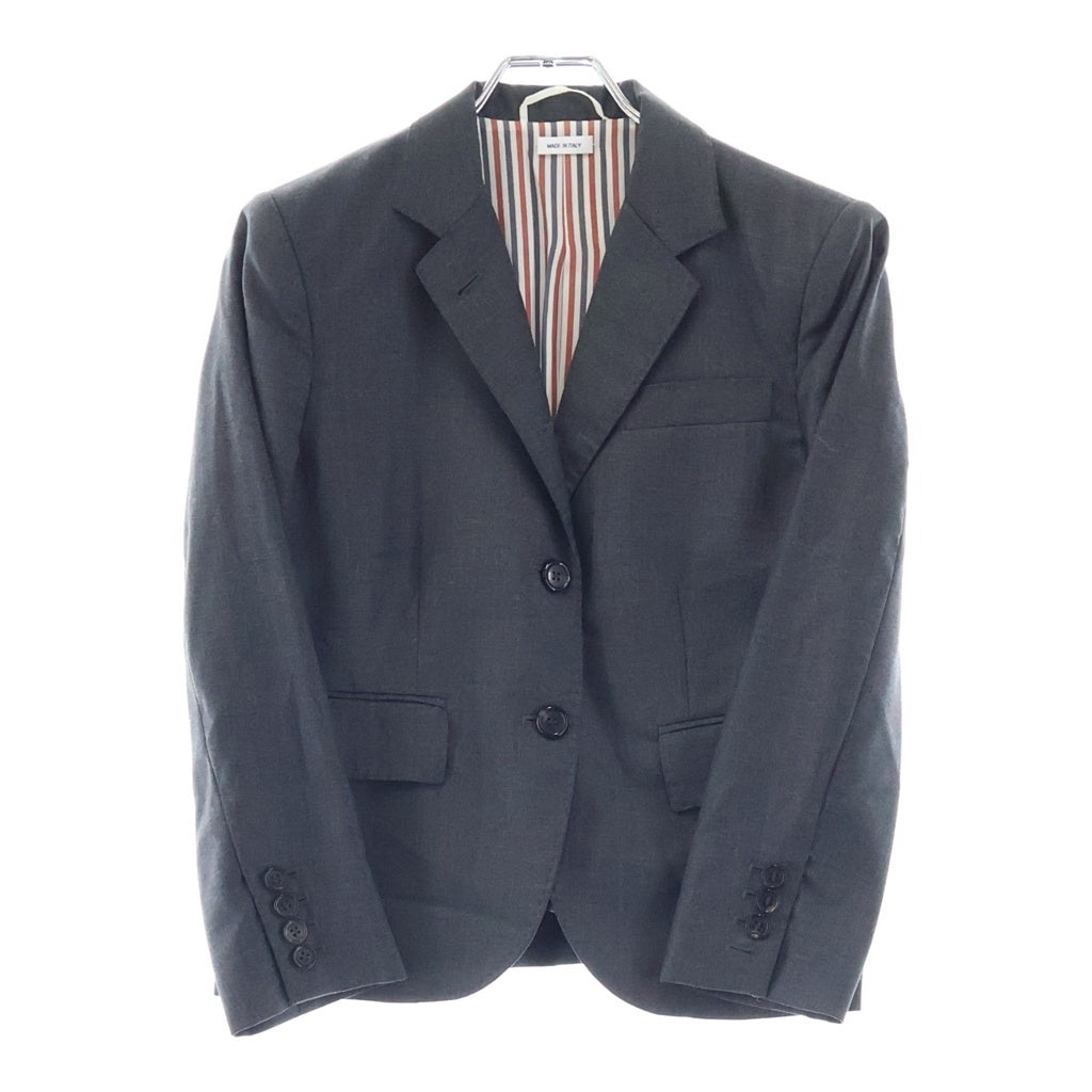 THOM BROWNE(トムブラウン) Tailored Jacket ノッチドラペル 2B 裏地ストライプ テーラードジャケット グレー レディース