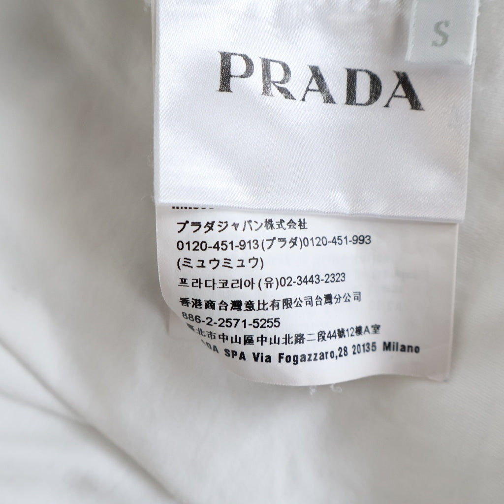 PRADA(プラダ) フロントポケット クルーネック 半袖Tシャツ カットソー ホワイト UJN658 R201 1WQE