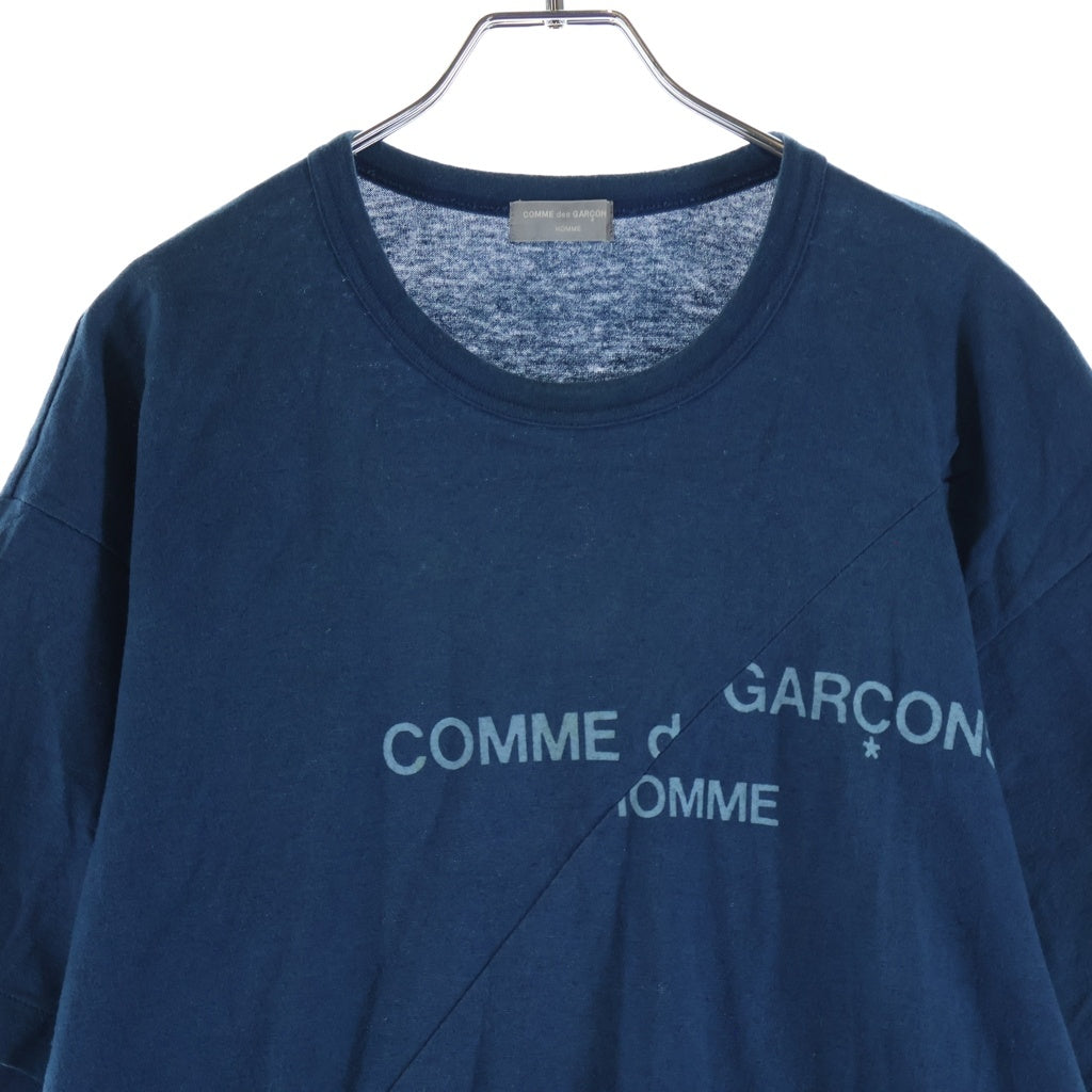 COMME des GARCONS HOMME(コムデギャルソンオム) 98SS 田中オム スプリットロゴ クルーネック半袖Tシャツ カットソー ブルー HT-100310 AD1997