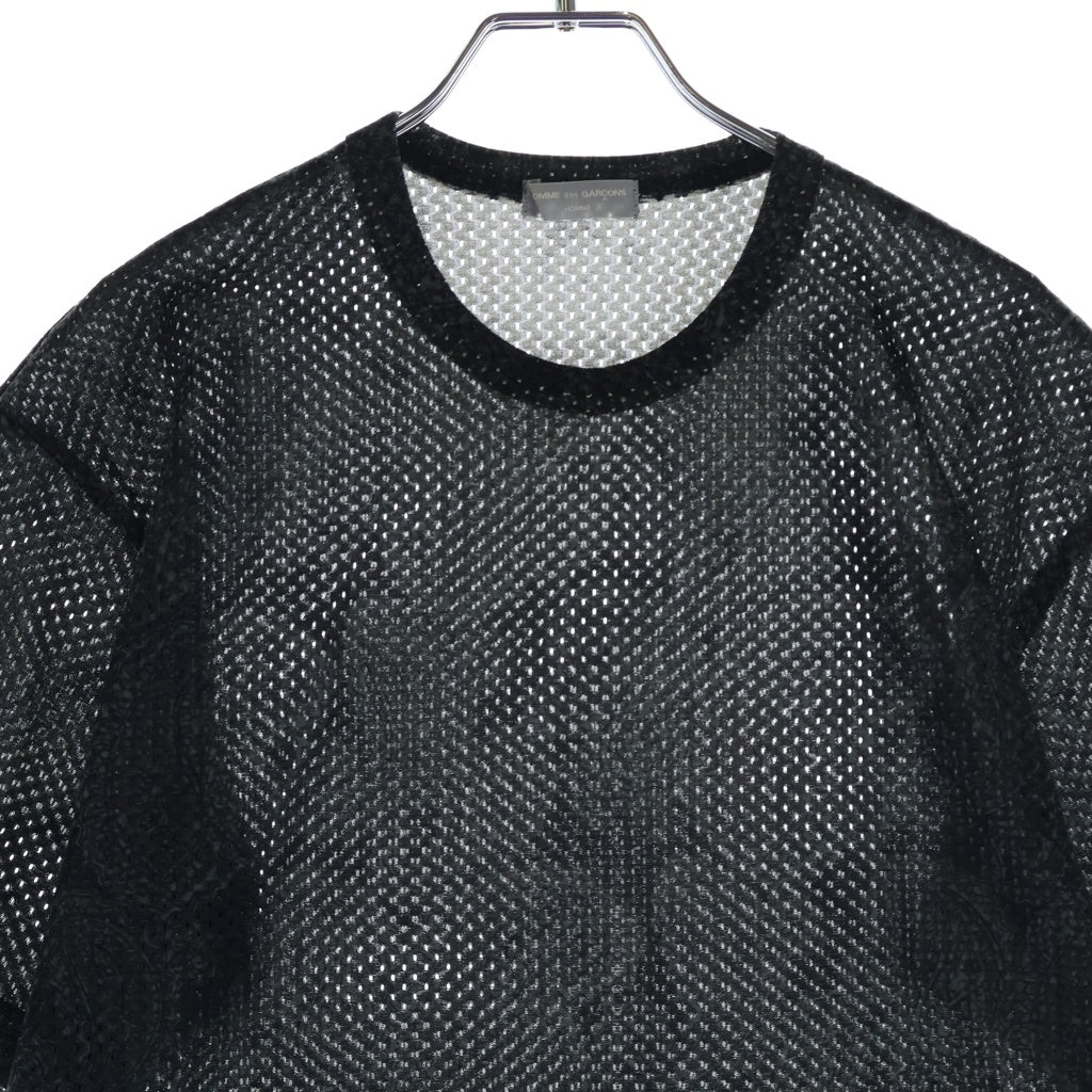 COMME des GARCONS HOMME(コムデギャルソンオム) 03SS 田中オム 総柄 メッシュ クルーネック半袖Tシャツ カットソー ブラック HJ-T026 AD2003