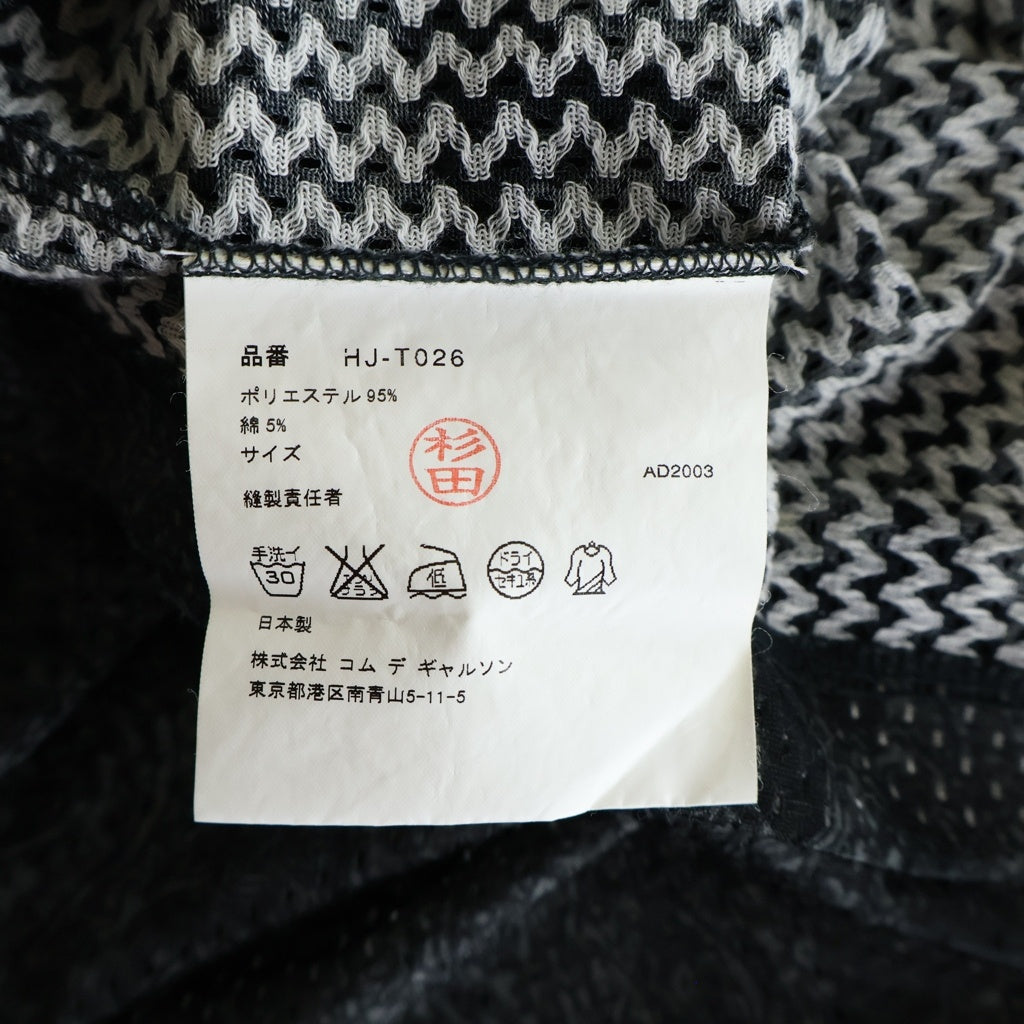 COMME des GARCONS HOMME(コムデギャルソンオム) 03SS 田中オム 総柄 メッシュ クルーネック半袖Tシャツ カットソー ブラック HJ-T026 AD2003