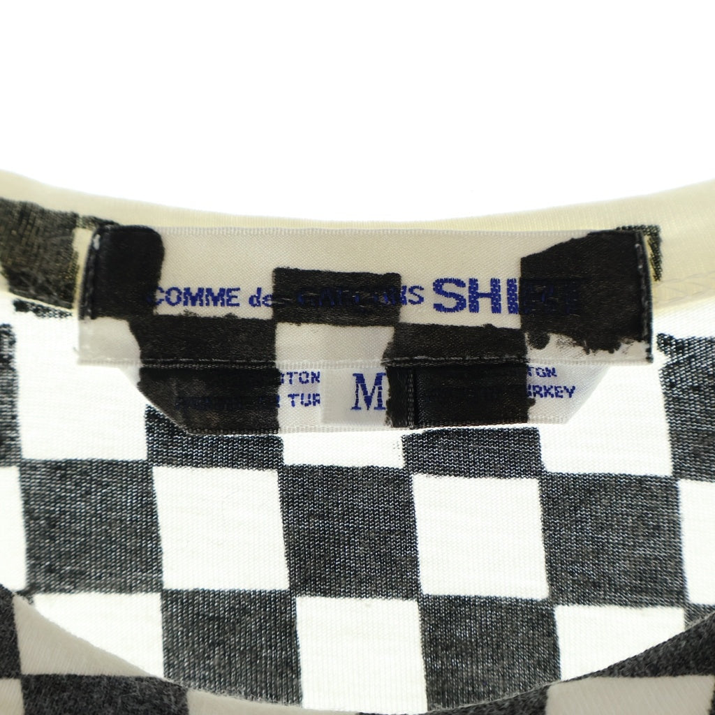 COMME des GARCONS SHIRT(コムデギャルソンシャツ) 00SS チェッカーフラッグ柄 クルーネック半袖Tシャツ カットソー ホワイト S08198