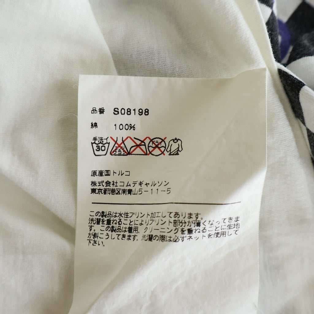 COMME des GARCONS SHIRT(コムデギャルソンシャツ) 00SS チェッカーフラッグ柄 クルーネック半袖Tシャツ カットソー ホワイト S08198