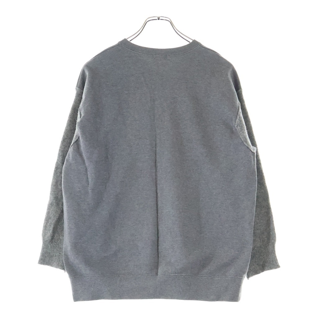 COMME des GARCONS HOMME(コムデギャルソンオム) 98AW 田中オム アームウールニット切り替え Vネック スウェットトレーナー グレー HT-040190 AD1998
