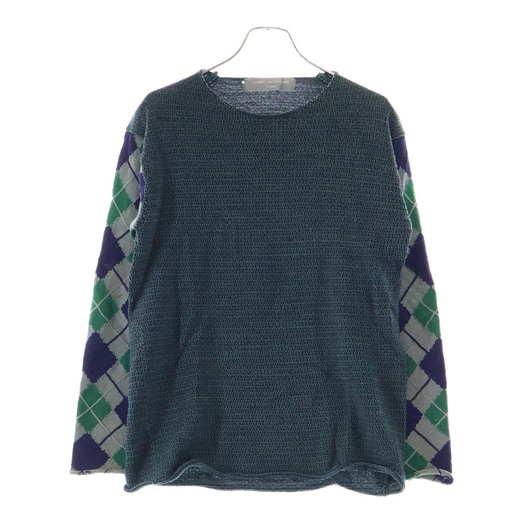 COMME des GARCONS HOMME(コムデギャルソンオム) 00AW 田中オム アームアーガイル柄 Vネック ウール ニットセーター グリーン HN-040270 AD2000