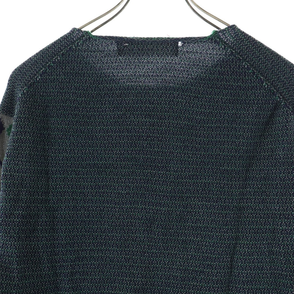 COMME des GARCONS HOMME(コムデギャルソンオム) 00AW 田中オム アームアーガイル柄 Vネック ウール ニットセーター グリーン HN-040270 AD2000