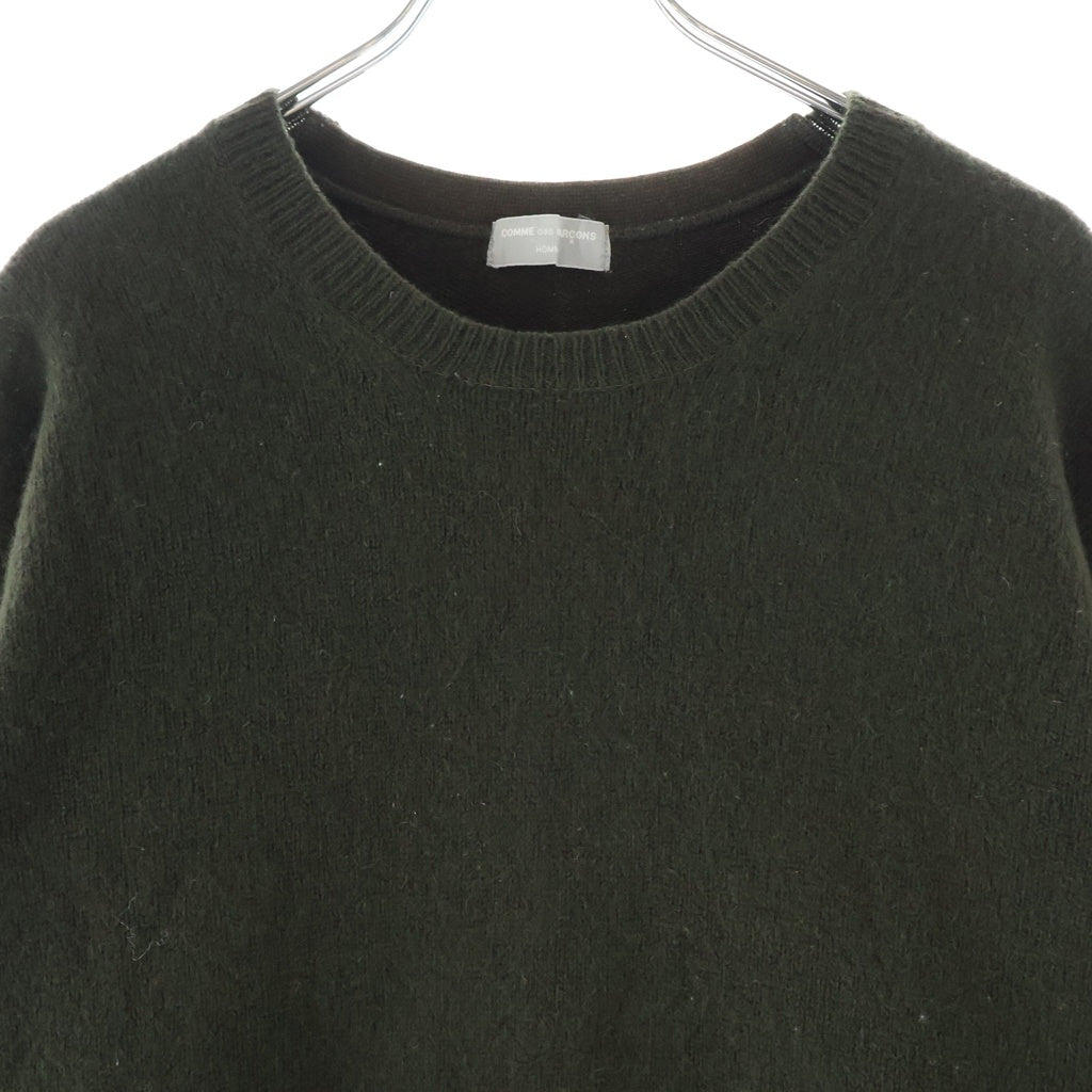 COMME des GARCONS HOMME(コムデギャルソンオム) 98AW 田中オム フロントウールニットドッキング クルーネック スウェットトレーナー カーキ HT-040200 AD1998