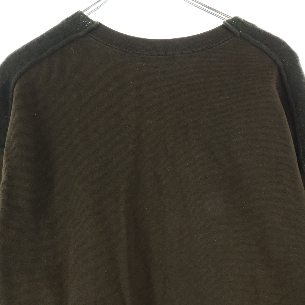 COMME des GARCONS HOMME(コムデギャルソンオム) 98AW 田中オム フロントウールニットドッキング クルーネック スウェットトレーナー カーキ HT-040200 AD1998