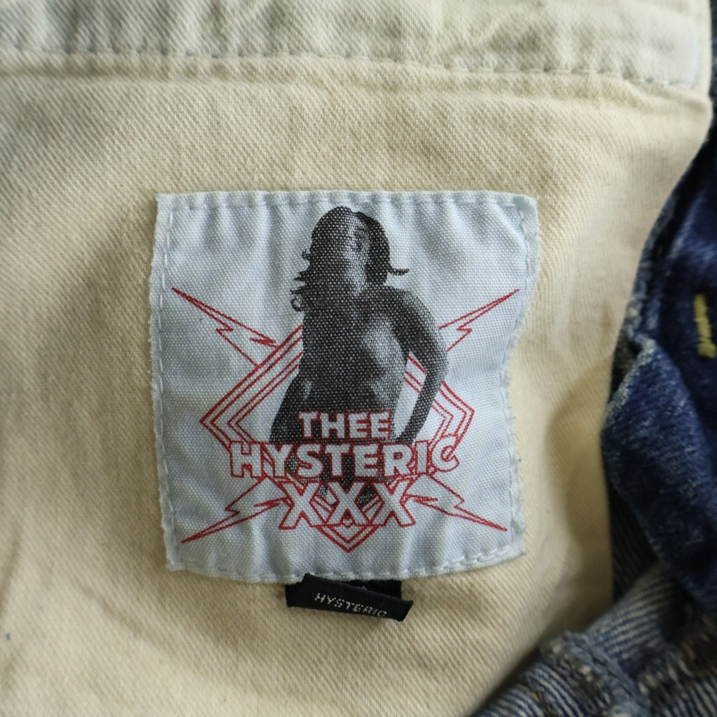 HYSTERIC GLAMOUR(ヒステリックグラマー) 300本限定 Rock Out プリント加工 ブーツカット デニムパンツ インディゴ 5AP-0392