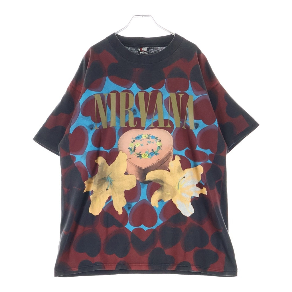 VINTAGE(ヴィンテージ) 90s VINTAGE NIRVANA HEART SHAPED BOX GIANT BY TULTEX ヴィンテージ ニルヴァーナ ハートプリント 半袖Tシャツ カットソー ブラック/レッド