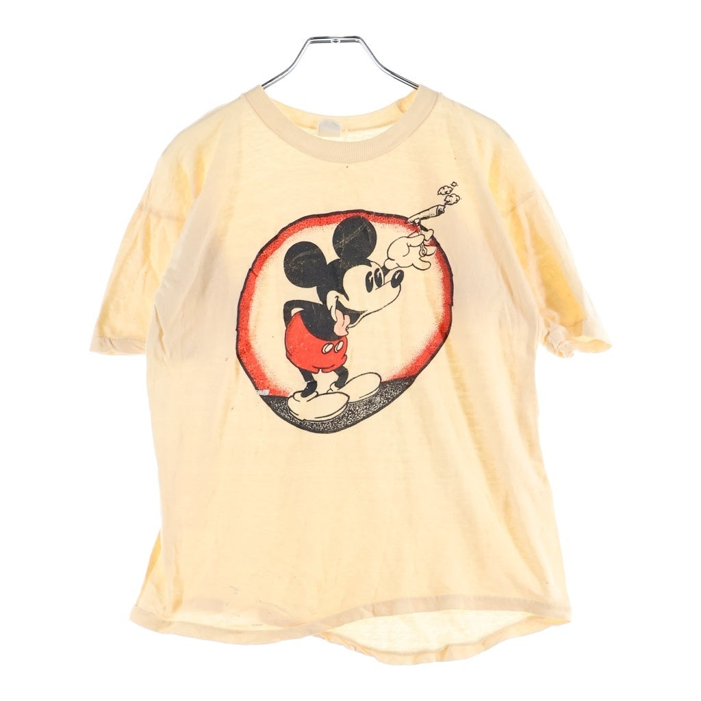 VINTAGE(ヴィンテージ) 70-80s VINTAGE Mickey Mouse ミッキーマウス フロントプリント半袖Tシャツ カットソー アイボリー