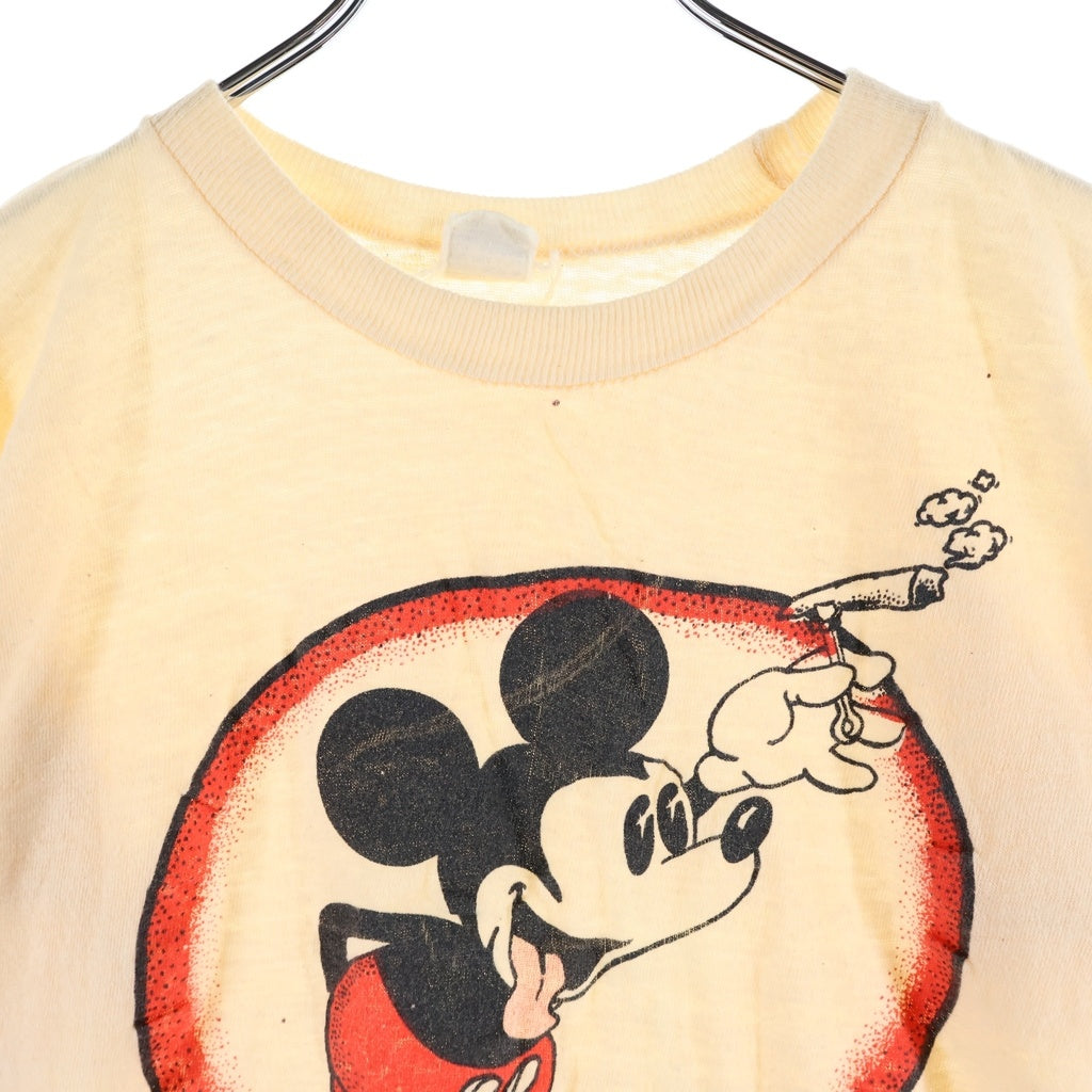 VINTAGE(ヴィンテージ) 70-80s VINTAGE Mickey Mouse ミッキーマウス フロントプリント半袖Tシャツ カットソー アイボリー