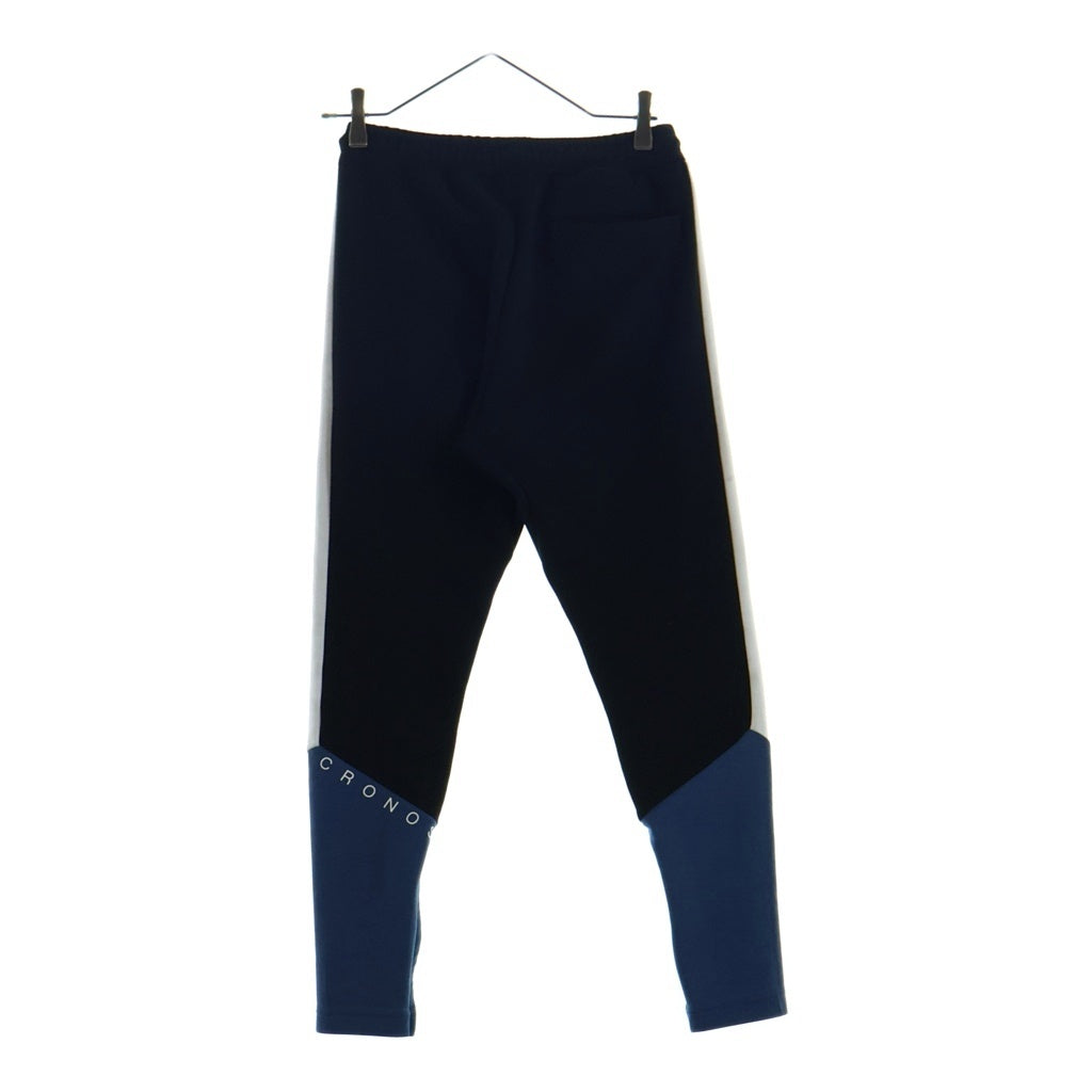 NO BRAND(ノーブランド) CRONOS クロノス Jogger Pants フロントロゴプリント サイドライン ジョガーパンツ ブラック/ブルー C11-SP-2545ST