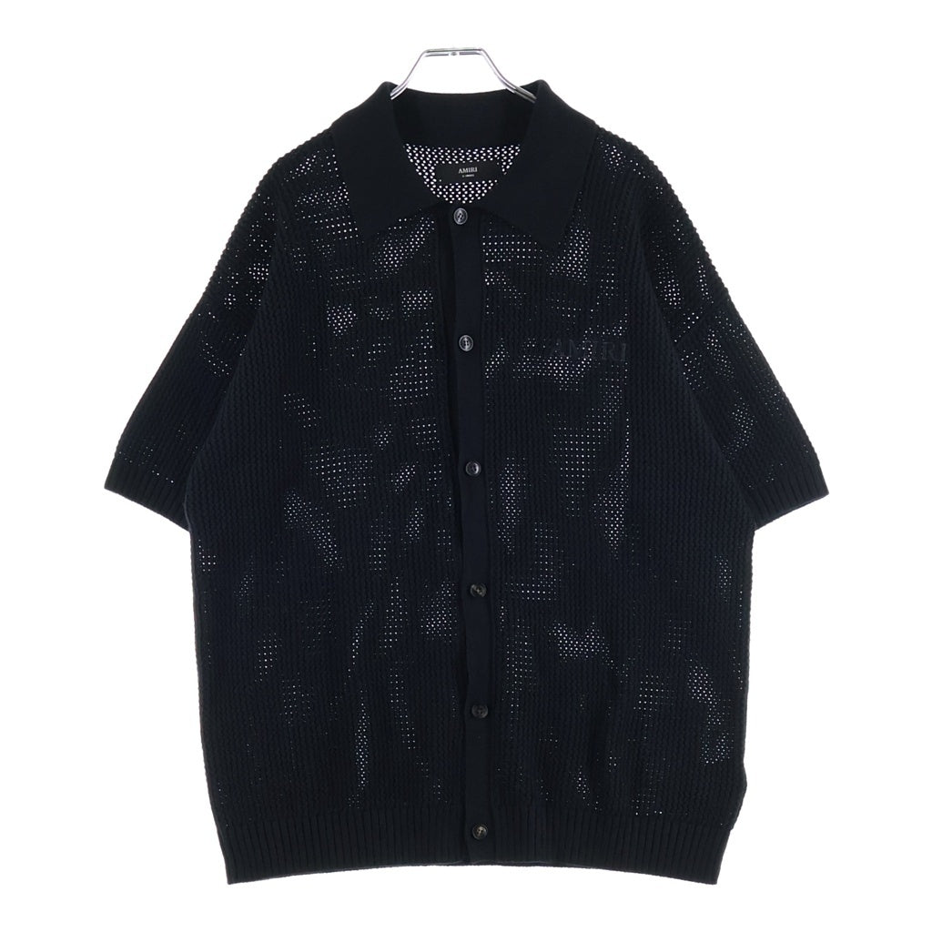 AMIRI(アミリ) CROCHET MESH SHIRT クロシェ メッシュ ニット半袖シャツ ブラック SRAMKNR1037SMRBC00