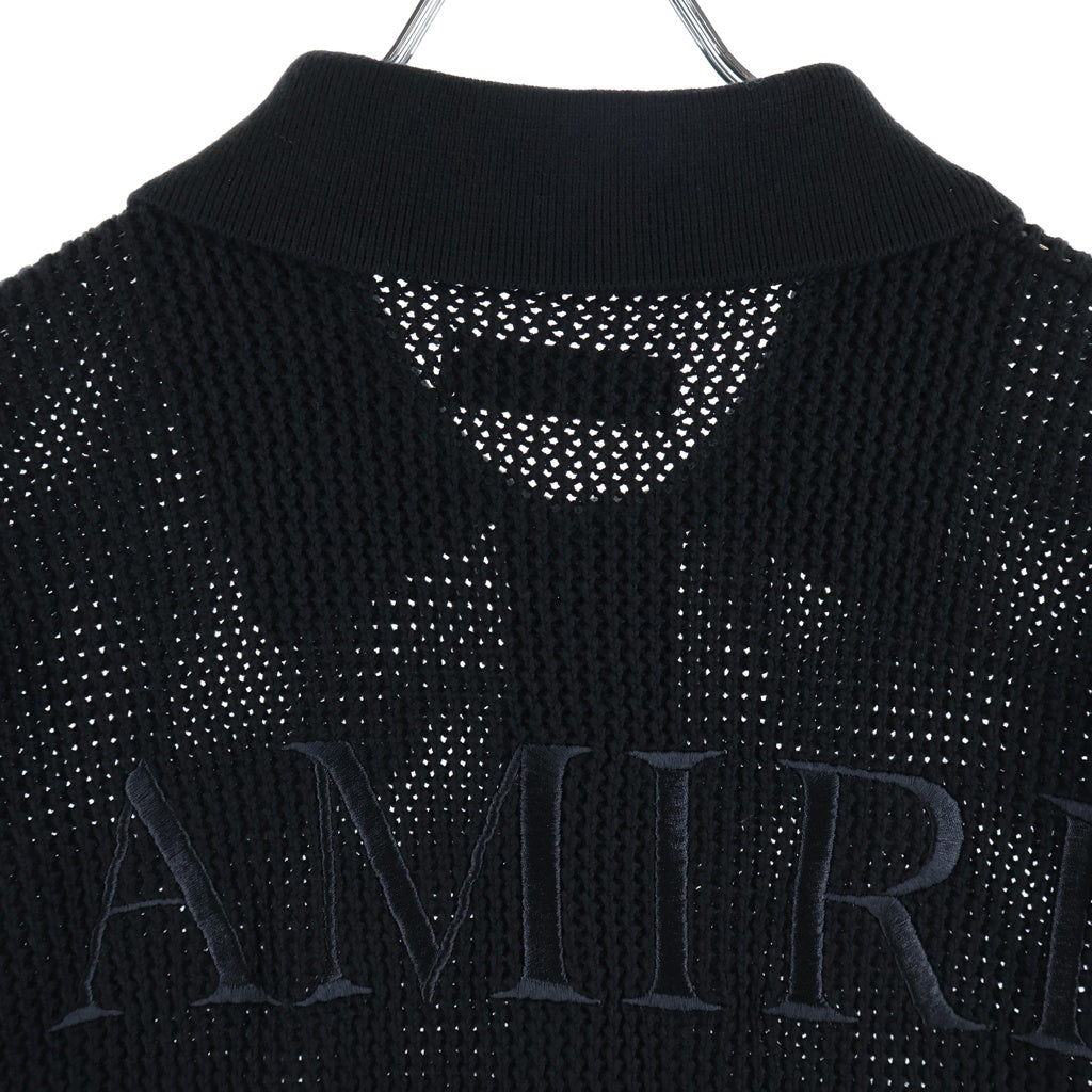 AMIRI(アミリ) CROCHET MESH SHIRT クロシェ メッシュ ニット半袖シャツ ブラック SRAMKNR1037SMRBC00