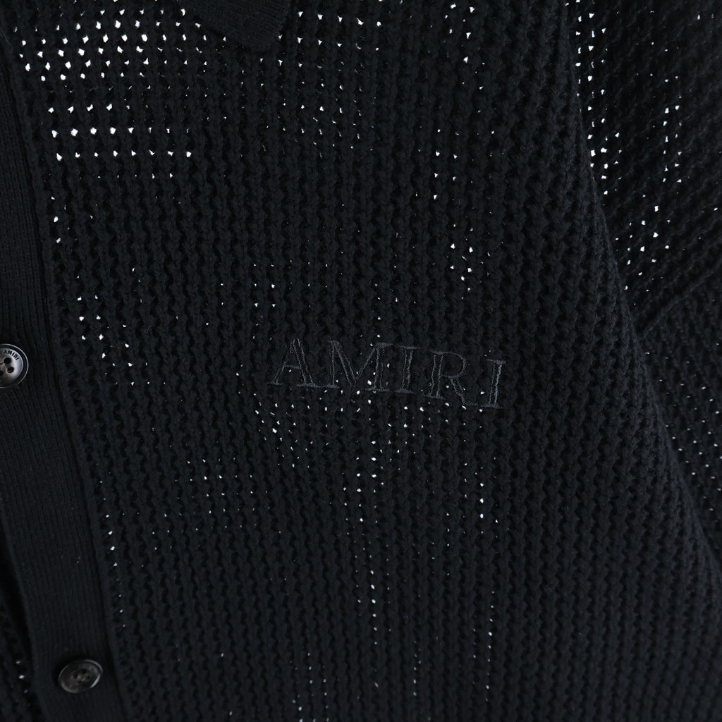 AMIRI(アミリ) CROCHET MESH SHIRT クロシェ メッシュ ニット半袖シャツ ブラック SRAMKNR1037SMRBC00