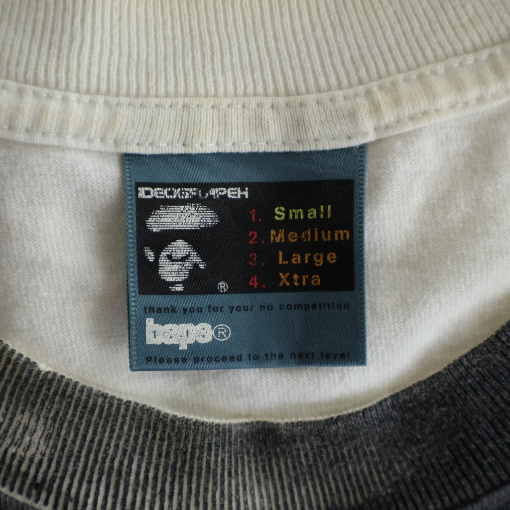 A BATHING APE(アベイシングエイプ) 90S-00S ビッグヘッド 手刷りハンドプリント クルーネック半袖Tシャツ カットソー ホワイト 0357722524