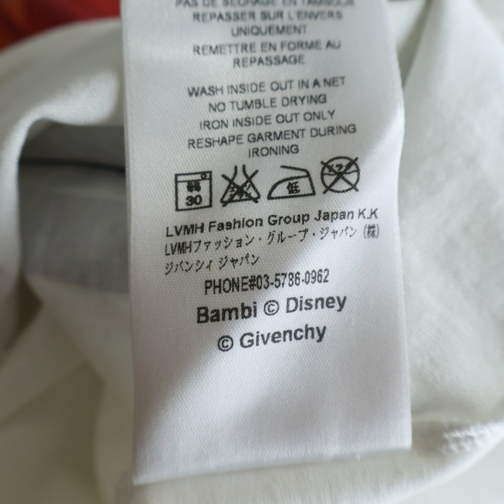 GIVENCHY(ジバンシィ) ×Disney Bambi ディズニー バンビ フロントプリント クルーネック半袖Tシャツ カットソー ホワイト BW700D304U