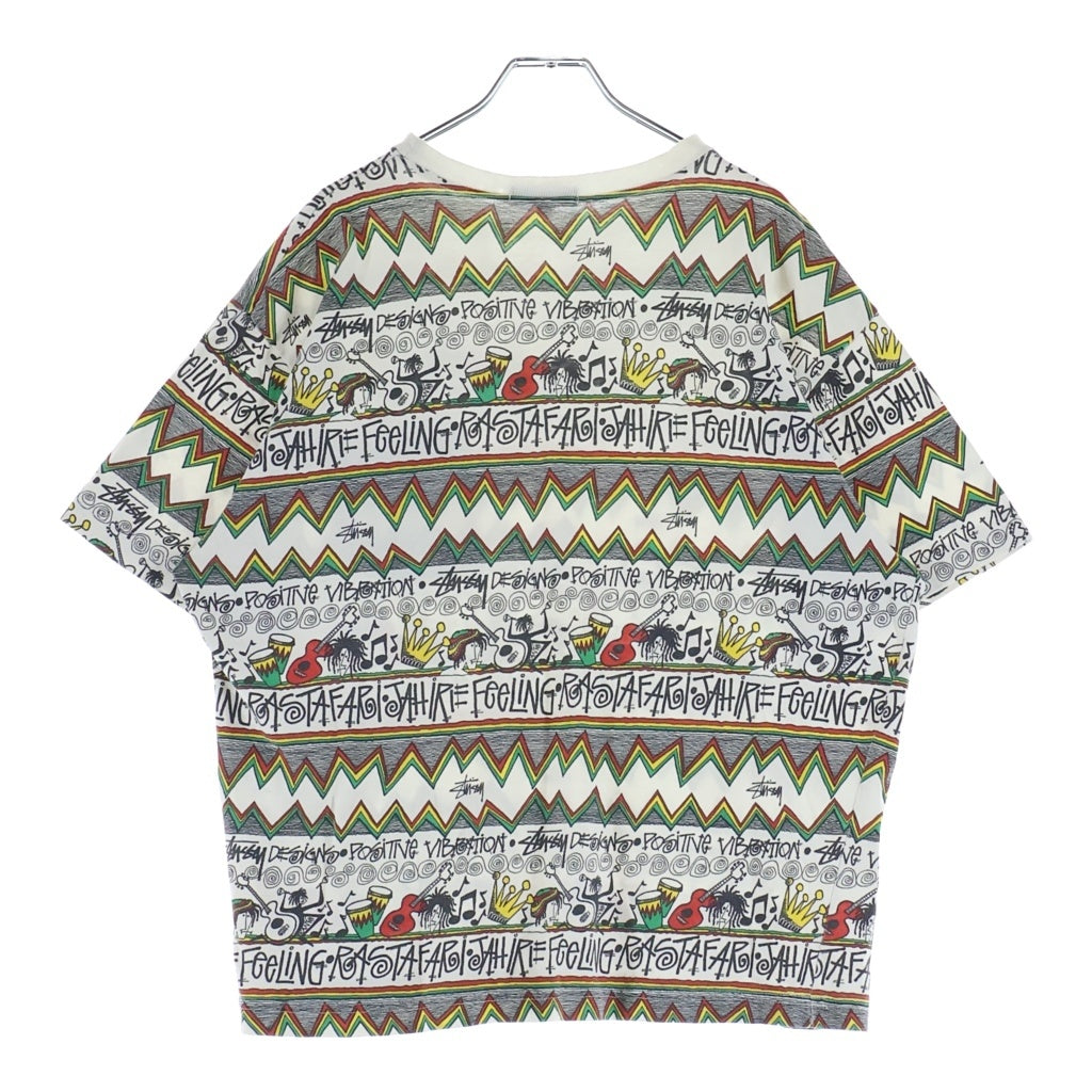 STUSSY(ステューシー) 80S OLD REGGAE TOMTOM オールド レゲエ トムトム 総柄半袖Tシャツ カットソー ホワイト