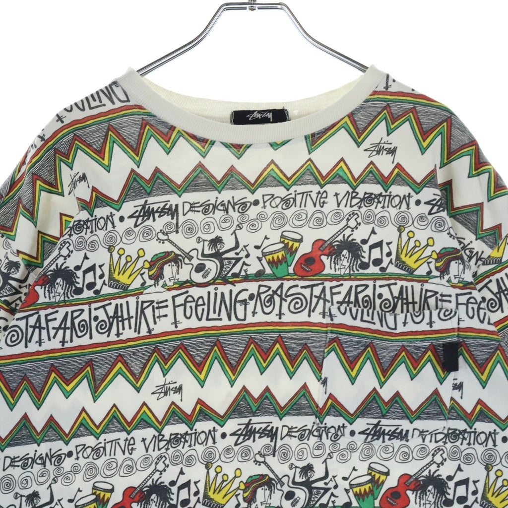 STUSSY(ステューシー) 80S OLD REGGAE TOMTOM オールド レゲエ トムトム 総柄半袖Tシャツ カットソー ホワイト
