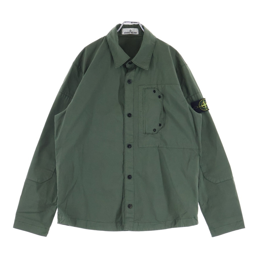 STONE ISLAND(ストーンアイランド) Cotton Twill Overshirt ロゴワッペン付き コットン ツイル オーバーシャツ カーキ 811511910