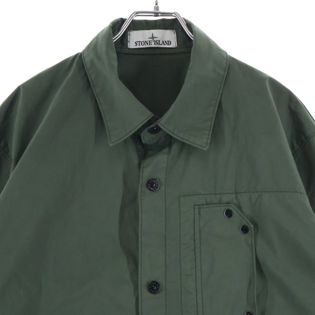 STONE ISLAND(ストーンアイランド) Cotton Twill Overshirt ロゴワッペン付き コットン ツイル オーバーシャツ カーキ 811511910