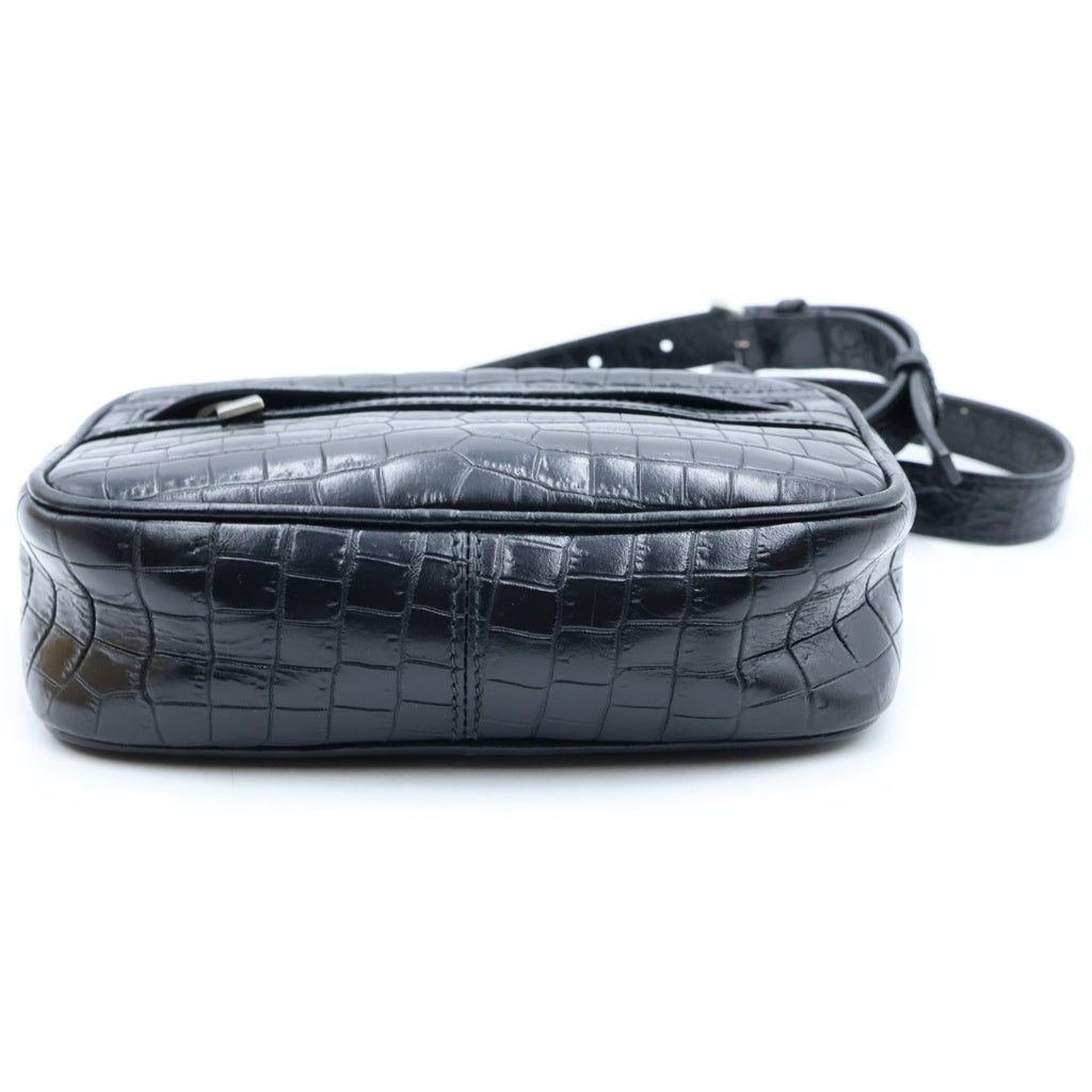 SAINT LAURENT PARIS(サンローランパリ) キャンプスモールカメラ ショルダーバッグ レザー クロコ型押し ARS 647179 0421 ブラック