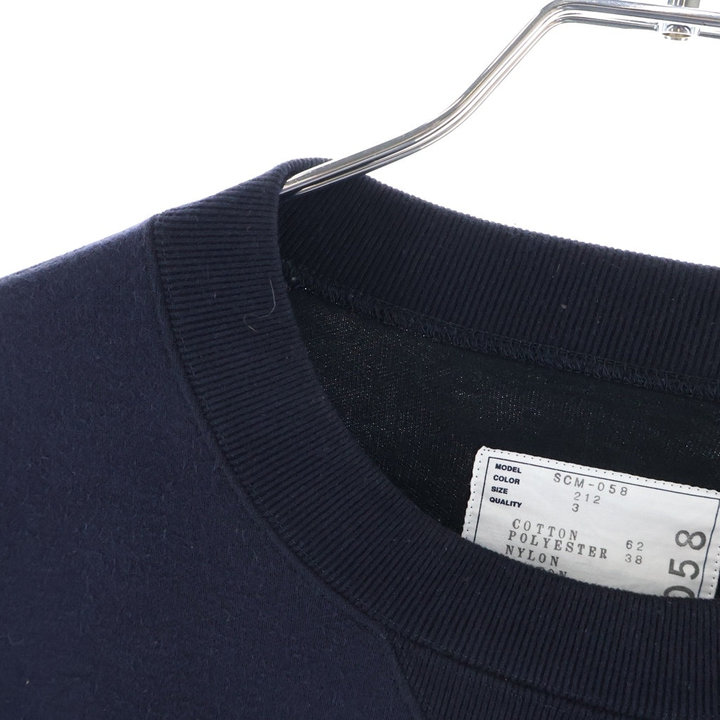 Sacai(サカイ) 24SS Sweat Nylon Twill Pullover ナイロン切替 ツイル プルオーバー スウェット ネイビー/カーキ SCM-058